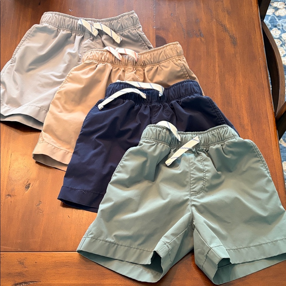 Crewcuts Boy’s Tech Performance Shorts in Sage, Navy, Khaki, and Light Gray